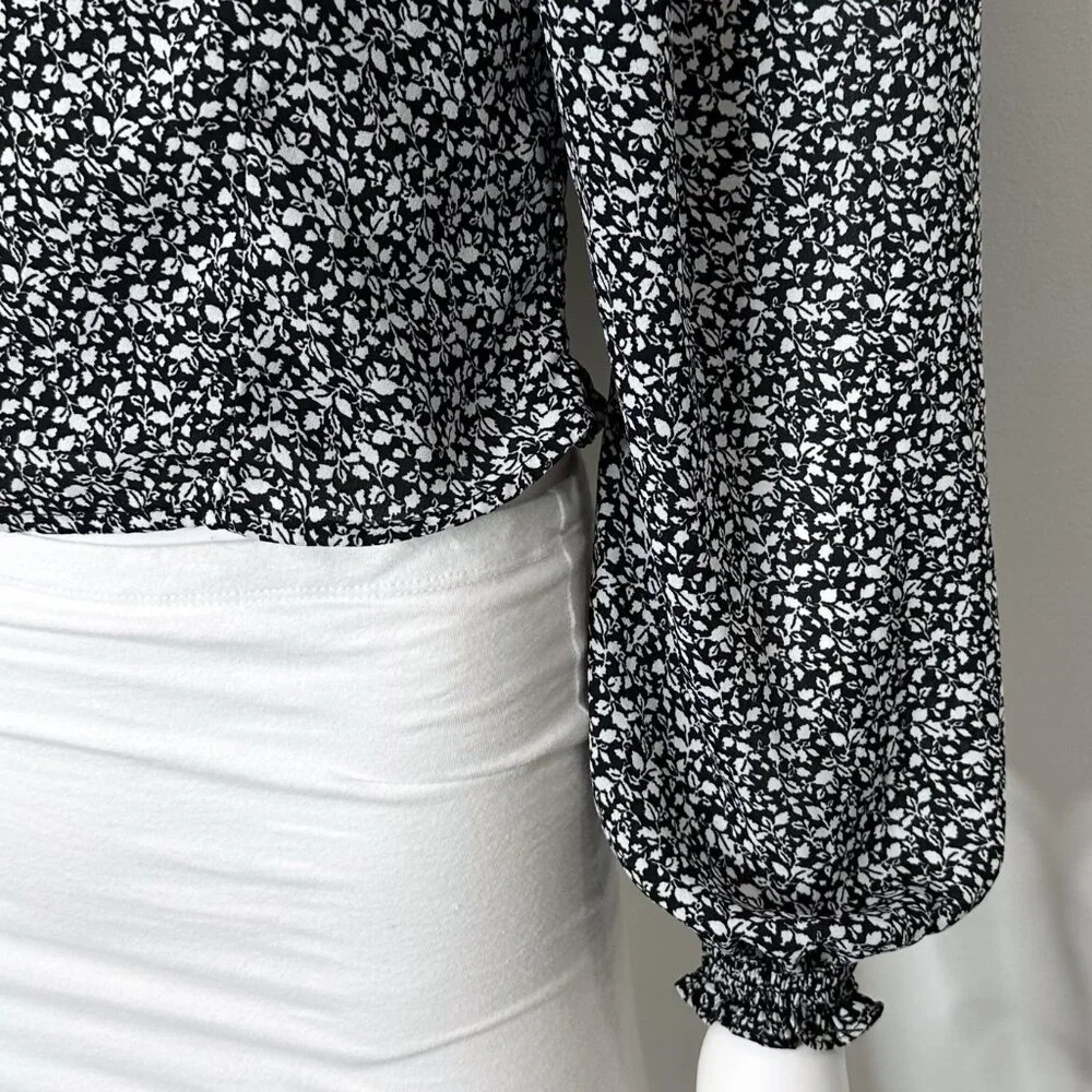 Abercrombie & Fitch Square Neck Balloon Puff Long Sleeve Top Ditsy Floral Print